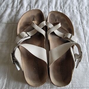 White Mountain Footbeds Slide-On Sandals White/Tan Size 8